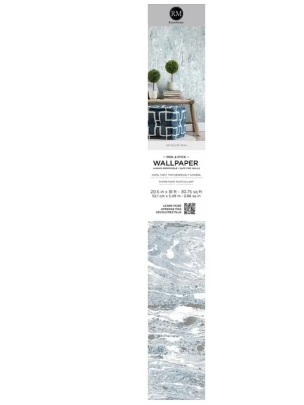 RoomMates Blue Satalite Seas Peel & Stick Wallpaper. NIP.